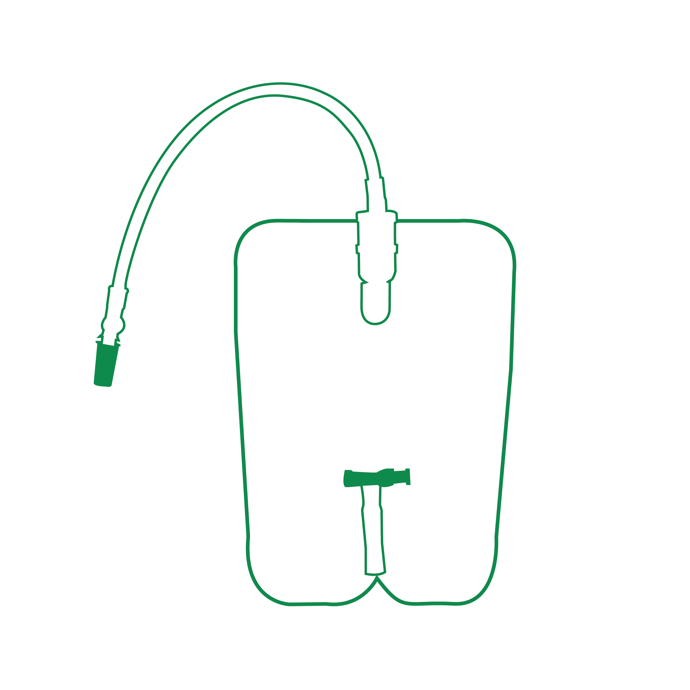 An icon of a bed and leg bag