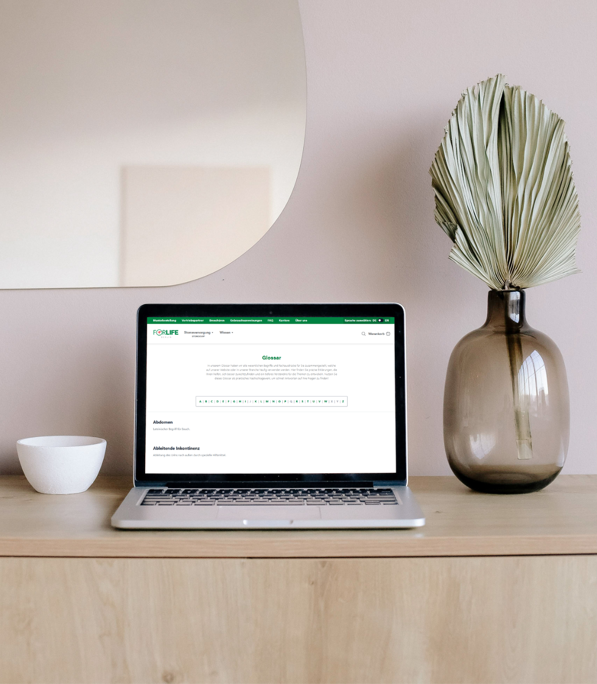 Laptop mit Glossarseite als Bildschirm